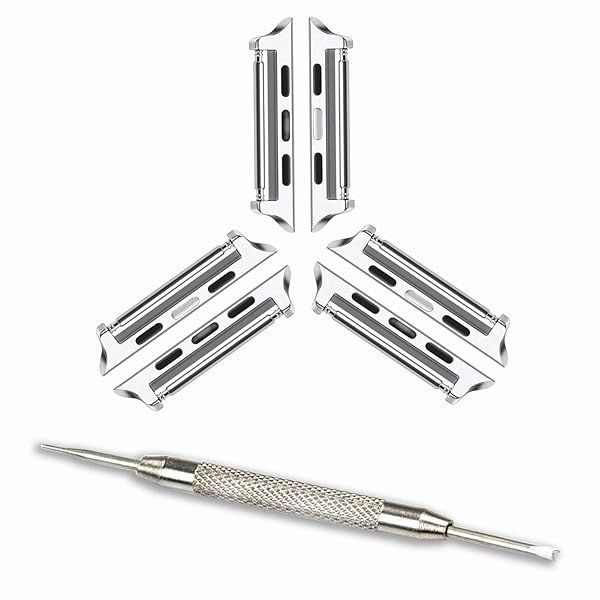 OMECKY Spring Bar Connectors for Apple Watch Band Adapter - Silver 3 Pack