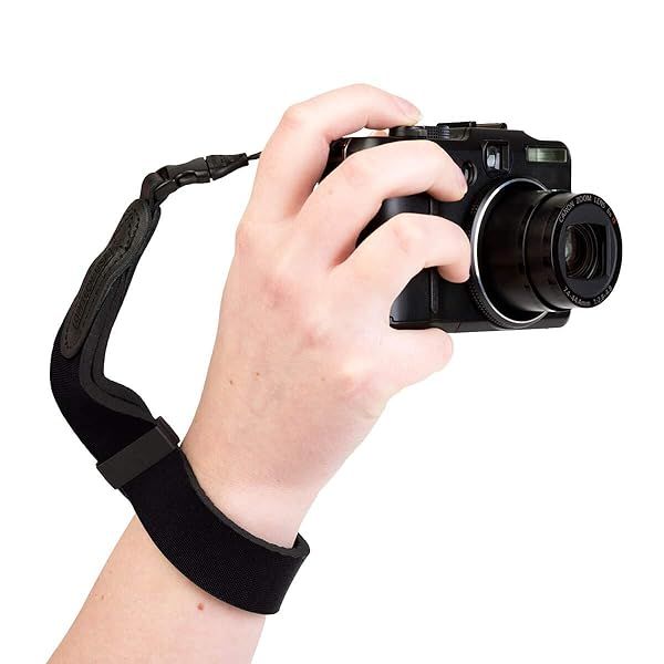 OP/TECH USA Large Black Neoprene Camera Wrist Strap for Mirrorless Cameras - Comfortable & Durable