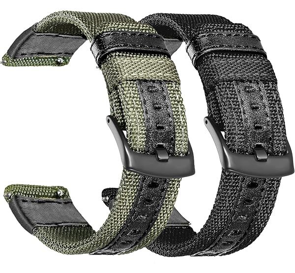 Durable 22mm Nylon Bands for Galaxy Watch 46mm, 3 45mm & Gear S3 - 2 Pack Sports Replacement Straps