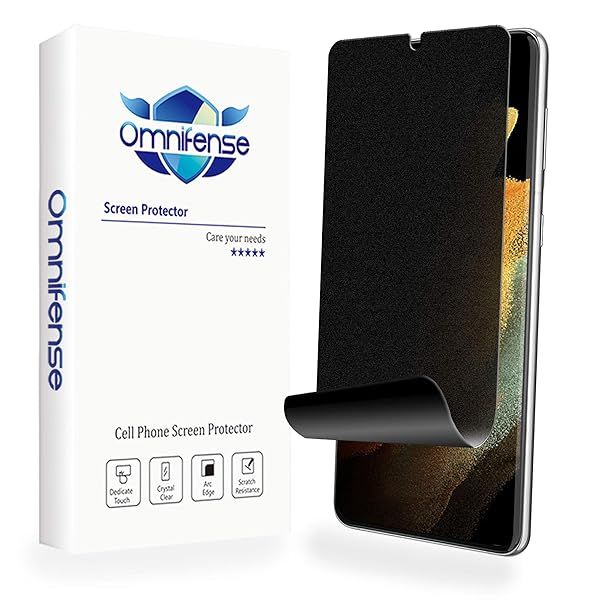 Omnifense Galaxy S21 Ultra 5G Matte Privacy Screen Protector - Full Adhesive, Anti-Glare, Fingerprint Unlock, 2-Way Spy Protection