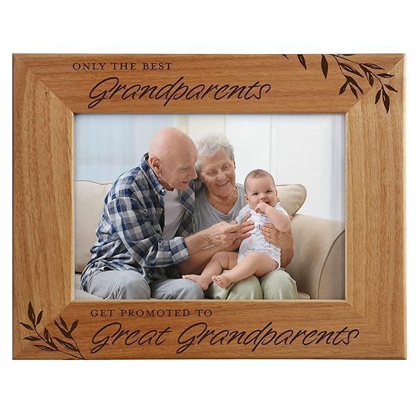 Cedar Crate Market Engraved Natural Wood Photo Frame for Great Grandparents Fits 5x7 Portrait Perfect for Grandparent's Day Gifts