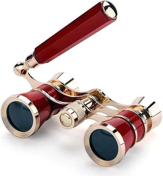 Opera Glasses 3X25 Binoculars for Theater & Concerts - Portable BK7 Optical Telescope for Adults & Kids (Red)