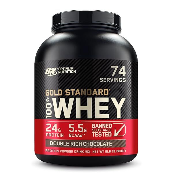 Optimum Nutrition Gold Standard Whey Protein Powder - Double Rich Chocolate, 5 lb | Best Quality & Taste!