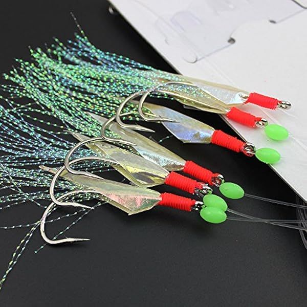 OriGlam Luminous Fishing Rigs: Real Fish Skin Lures & High Carbon Hooks for Freshwater & Saltwater Fishing