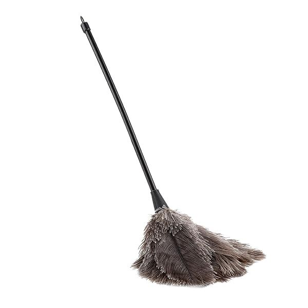 Mini Handmade Ostrich Duster: Soft Long Handle for Easy Dusting of Ornaments, Light Fittings & Fan Blades