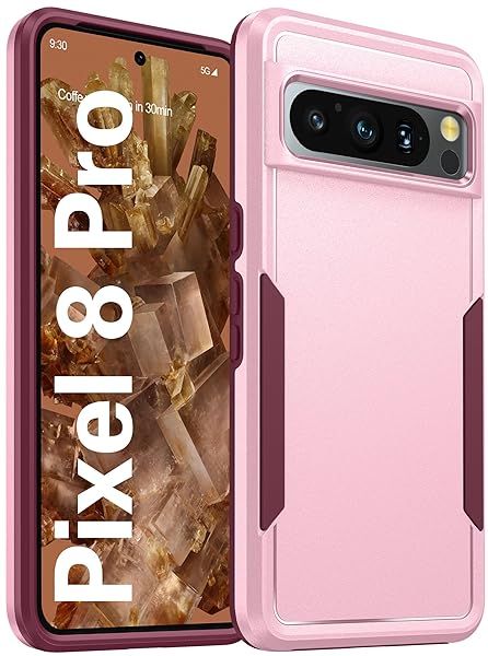 Oterkin Heavy Duty Case for Google Pixel 8 Pro 15FT Military Grade Shockproof Anti-Scratch Anti-Slip Protection Pink 6.7 inch