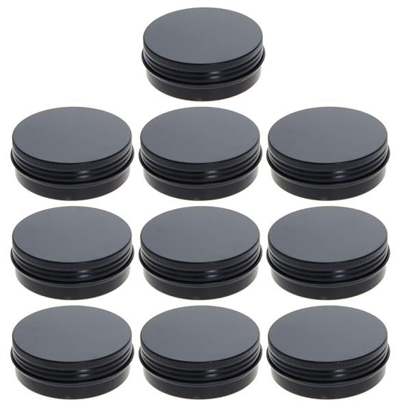 10pcs 2oz Black Metal Round Tins with Screw Lid - Perfect for Salves, Spices, Lip Balm, Tea & Candies | Othmro Aluminum Containers
