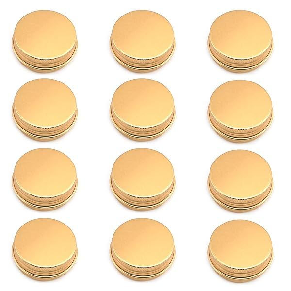 12pcs Othmro 0.5oz Gold Metal Round Tins with Screw Lid for Salve, Spices, Lip Balm & More - Perfect 15ml Containers