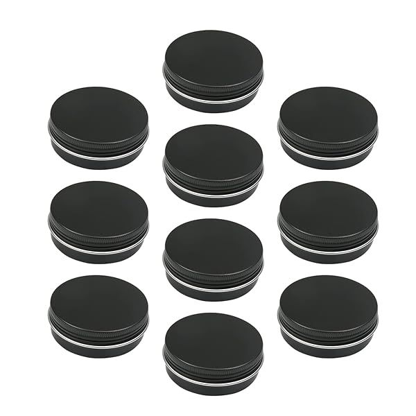 15pcs Othmro 2oz Black Metal Round Tins with Screw Lid for Salve, Spices, Lip Balm & More - 60ml Containers