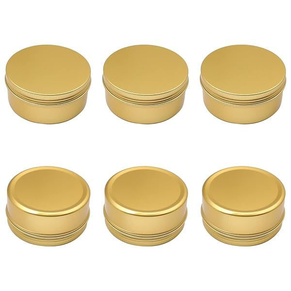 6Pcs 5.1oz Metal Round Tins - Refillable Aluminum Containers for Salve, Spices, Lip Balm & More - 150ml with Screw Lid