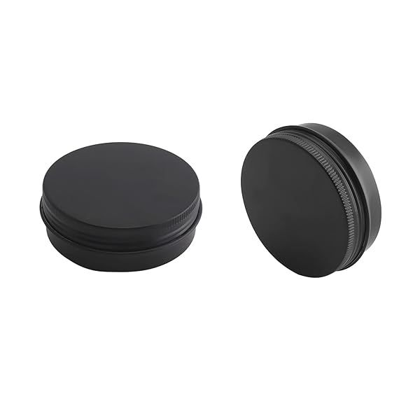 OTHMRO 6pcs 2oz Black Metal Round Tins with Screw Lid for Salve, Spices, Lip Balm & More - 60ml Aluminum Containers