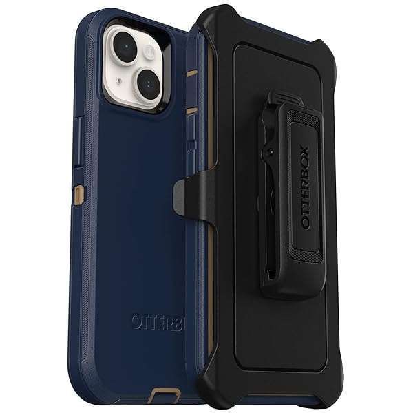 OtterBox iPhone 14 Plus Defender Case - Blue Suede Shoes, Rugged & Durable with Holster Clip Kickstand