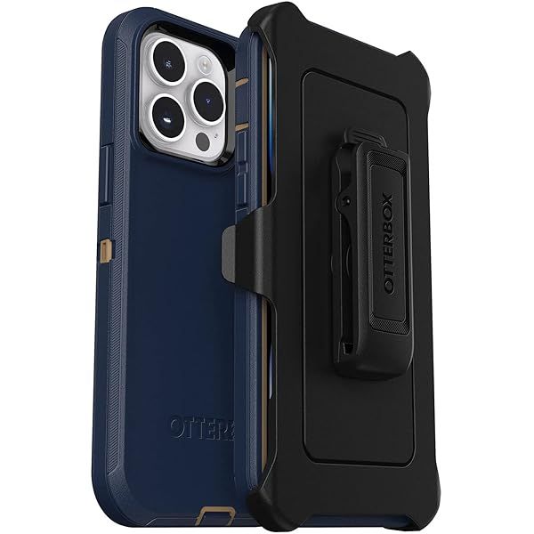 OtterBox Defender Series Case for iPhone 14 Pro Max Rugged Durable with Holster Clip Kickstand Blue Suede Shoes