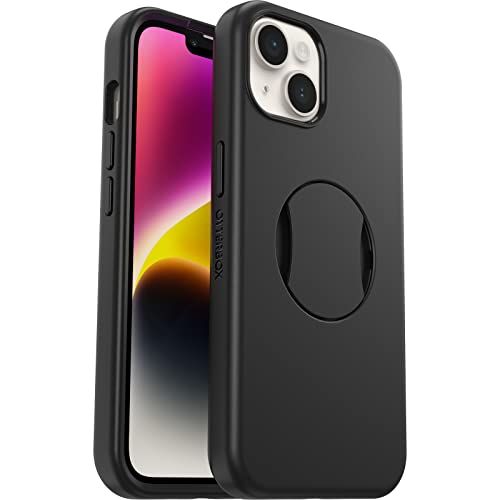 OtterBox iPhone 14 13 OtterGrip Symmetry Case Black Built-in Grip Sleek MagSafe Compatible Raised Edges for Camera Screen Protection
