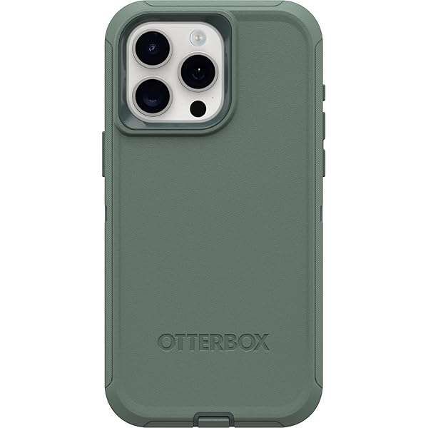 OtterBox iPhone 15 Pro MAX Defender Series Case - Rugged Forest Ranger Green with Holster & Kickstand