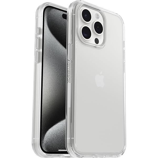 OtterBox iPhone 15 Pro MAX Symmetry Clear Case Ultra Sleek Wireless Charging Compatible with Raised Edges for Camera and Screen Protection