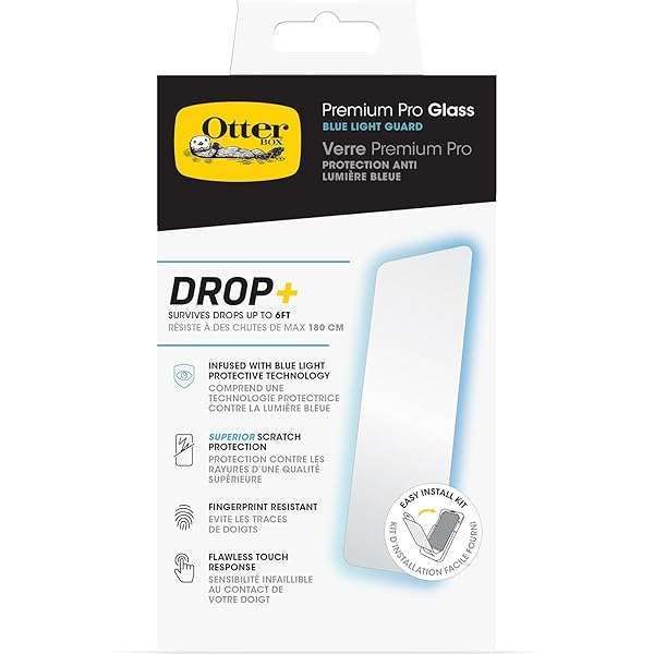 OtterBox iPhone 15 Pro Screen Protector: Antimicrobial, Anti-Scratch, Shatter Resistant with Blue Light Guard