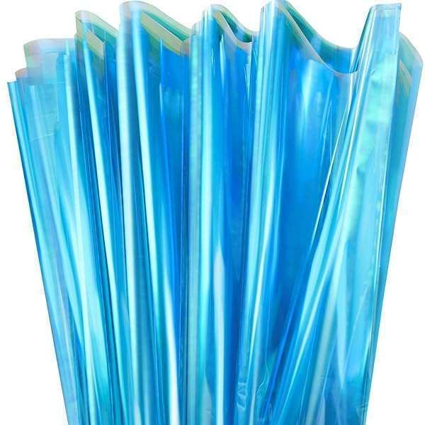 Outus Iridescent Cellophane Wrap Film - Rainbow Gift Wrapping Paper for DIY, Baskets & Holiday Decor (39x138 Inch, Blue)
