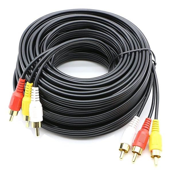 PASOW 3 RCA Cable 50 Feet Male to Male Audio Video Composite for DVD and Home Theater