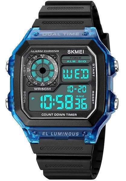 PASOY Multi-Function Waterproof Sports Watch for Men & Women - Date, Alarm, Stopwatch, Backlight