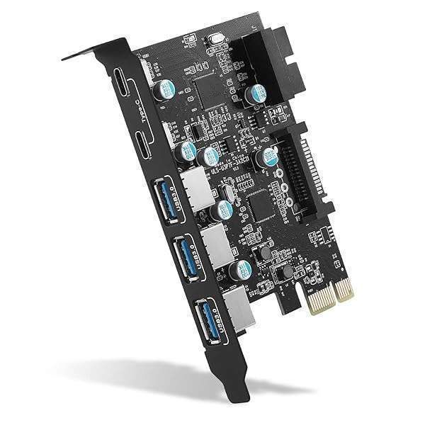 PCI-E x1 to USB Expansion Card - 3x USB A, 2x USB C, 1x Internal Header - USB 3.0 for PC, Windows, Mac, Linux