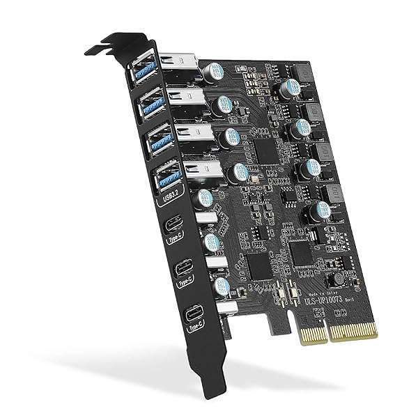 PCIe to USB 3.2 Gen 2 Card - 20 Gbps, 7 Ports (4 Type-A, 3 Type-C) for Desktop PC Expansion