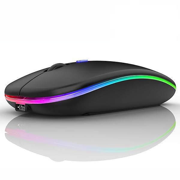PEIBO Bluetooth Wireless Mouse for Mac, PC & iPad - Fast, Stylish & Versatile (Black LED)