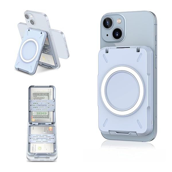 PROfezzion Magnetic Wallet Card Holder for iPhone 16/15/14/13/12 - RFID Blocking, 4 Card Slots & Money Pocket