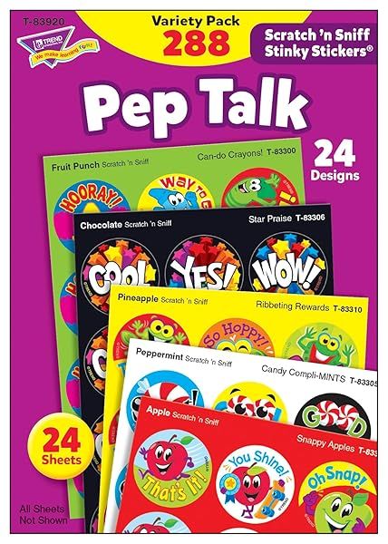Pep Talk Stinky Stickers Variety Pack 288 ct 24 Designs 8 Scents by TREND Enterprises Inc