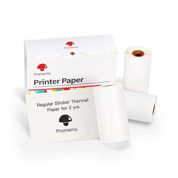 Phomemo White Self-Adhesive Thermal Paper - Glossy Printable Stickers for M02/M02 Pro/M03 Printers, 3 Rolls, 50mm x 3.5m