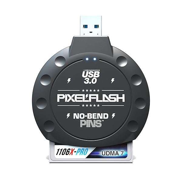 PixelFlash CF Card Reader - USB 3.0 Compact Flash Adapter with Rugged Design & No-Bend Pins for Fast Data Transfer