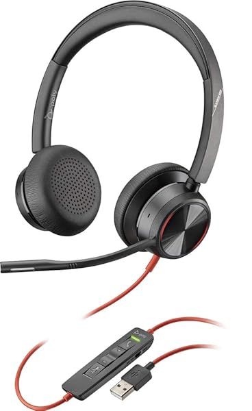 Plantronics Poly Blackwire 8225 Wired Headset: Active Noise Canceling, USB-A, Teams & Zoom Compatible