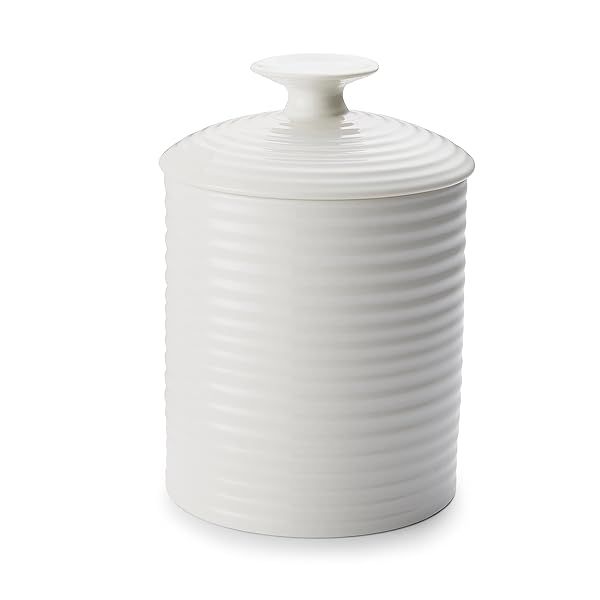 Portmeirion Sophie Conran White Medium Canister | 40 Oz Porcelain Food Storage for Kitchen & Pantry