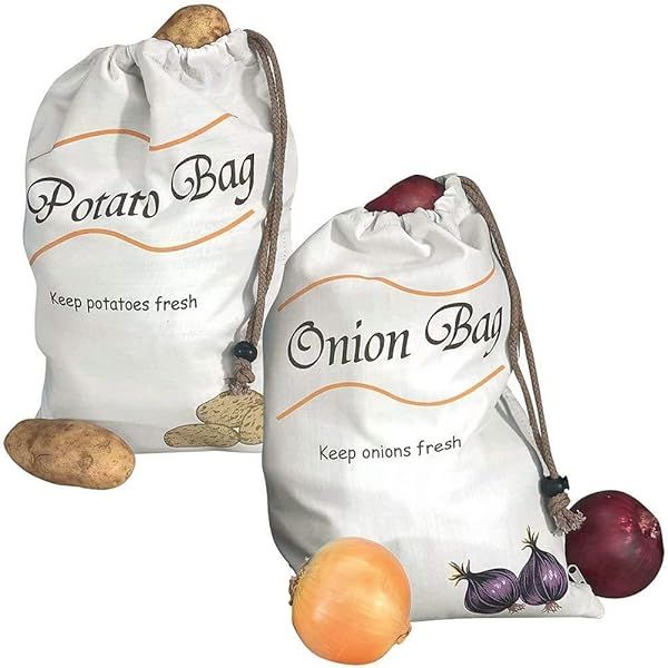 Potato & Onion Storage Bags: Keep Vegetables Fresh & Sprout-Free - White Design
