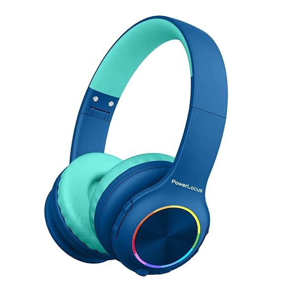 PowerLocus PLED Kids Bluetooth Headphones: Safe Volume, LED Lights & Hi-Fi Sound for Travel & Tablets