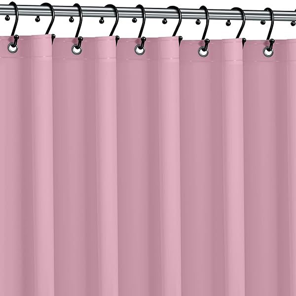Premium Pink Shower Curtain Liner 72W X 72H PVC-Free 6G PEVA with Rust Proof Grommets and Magnet-weighted Bottom Hem Moisture Stain Proof