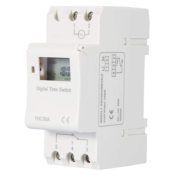 30A Programmable Digital Timer Switch - Din Rail THC Timer Relay for 220V Applications