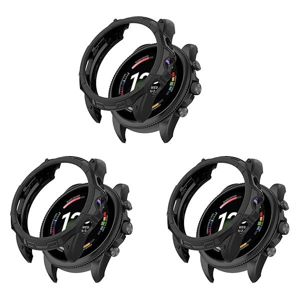 Fossil Gen 6 44mm Protective Case: TPU Bumper Shell & Anti-Scratch Cover - 3 Black Accessories