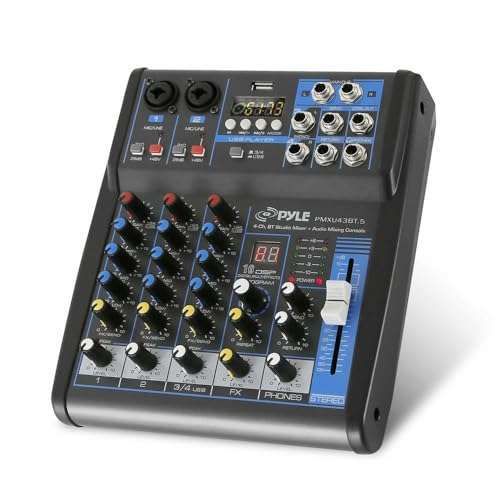 Buy Pyle PMXU43BT 4-Channel Audio Mixer with USB, Bluetooth & 48V Phantom Power for DJ & Studio Streaming