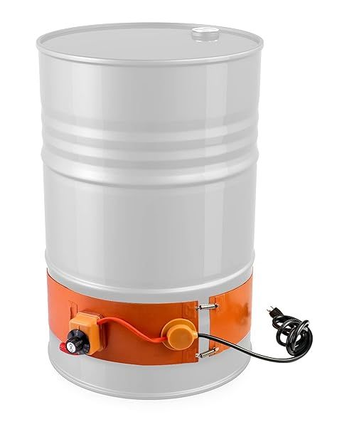 QWORK 1200W Drum Heater for 55 Gallon Oil Drums - Adjustable Temperature Insulated Band Heater with Thermostat