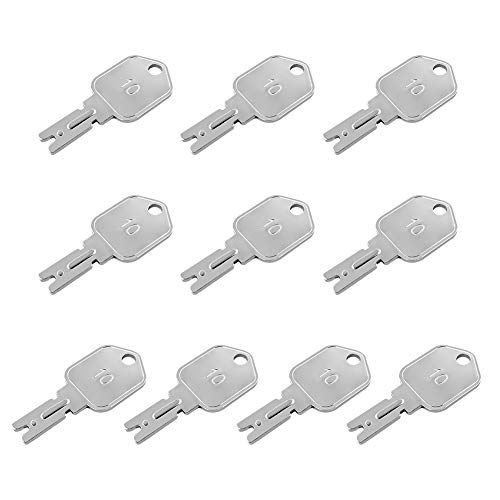 QWORK 10 Pack Ignition Keys for Hyster, Clark, Yale, Komatsu & Crown Forklifts - Heavy Equipment Key Set