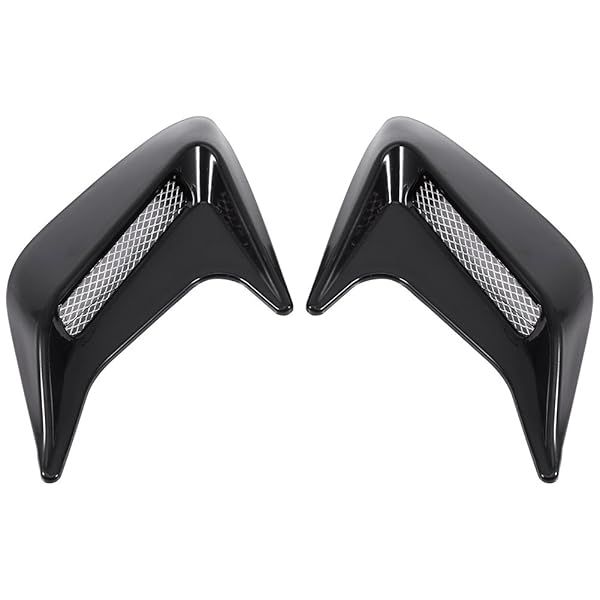 Qiilu Car Bonnet Vents - 2x Universal Decorative Air Scoop Hood Intake for DIY Customization (Black)