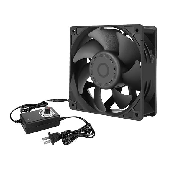 Qirssyn High CFM 120mm AC Powered Variable Speed Computer Fan for Xbox PlayStation Mining Rig Server Cabinet and Grow Tent Cooling
