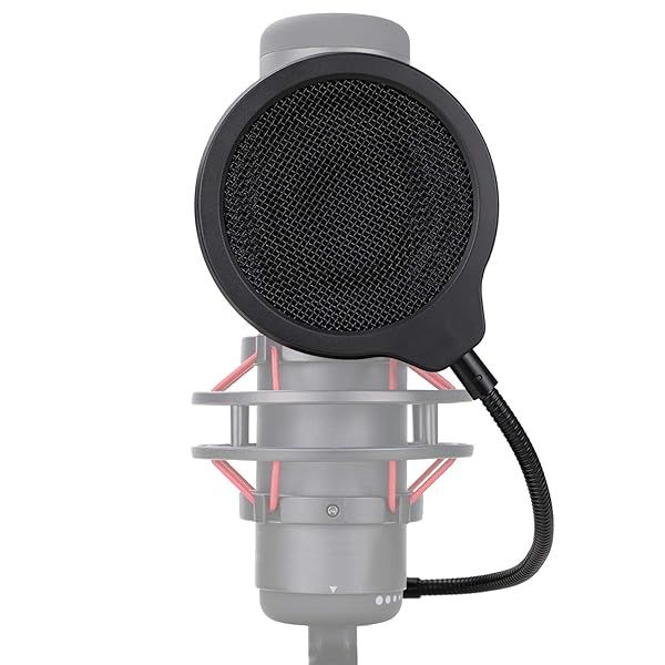 QuadCast Mic Pop Filter Mask Shield for HyperX QuadCast Microphone 4 Inch 3 Layers Windscreen with Flexible Gooseneck Clip by SUNMON