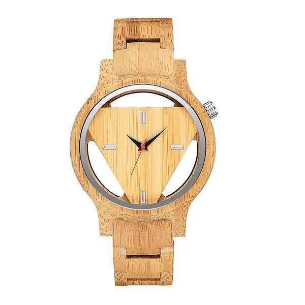 Handmade Quartz Wooden Watches for Men | Engraved Minimalist Triangle Design | Perfect Birthday & Christmas Gifts