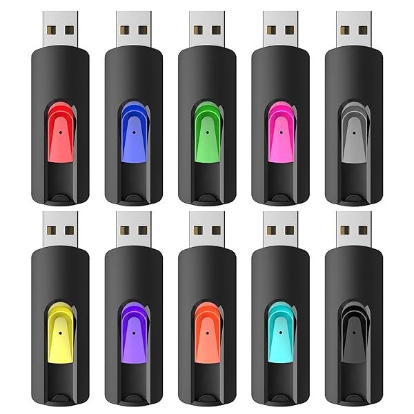 RAOYI 10 Pack 64GB USB Flash Drives Retractable Memory Stick Bulk USB 2.0 Thumb Drive for PC Mac Data Storage Backup Mixed Colors