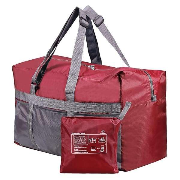 REDCAMP 75L Extra Large Lightweight Duffle Bag - Water Resistant & Foldable Travel Bag for Men & Women in Wine Red