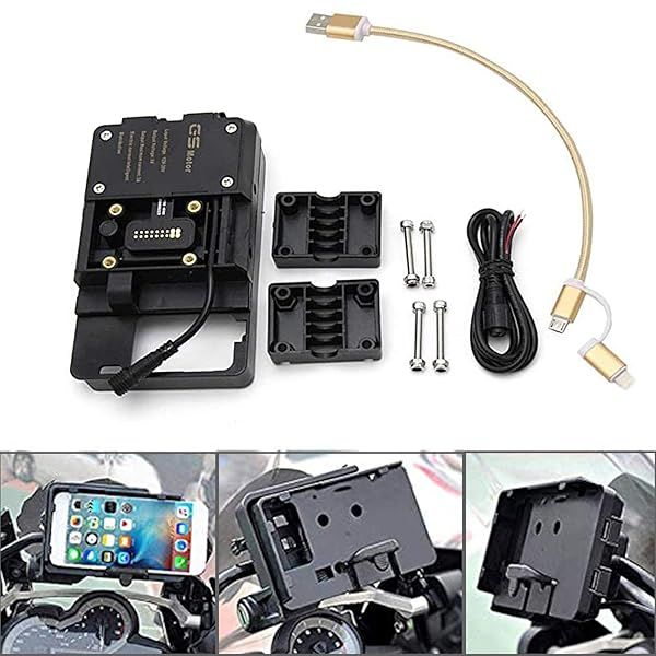 REWOLFNUS Motorcycle Phone Navigation Bracket Holder with USB Charging for R1200GS ADV F700 800GS CRF1000L