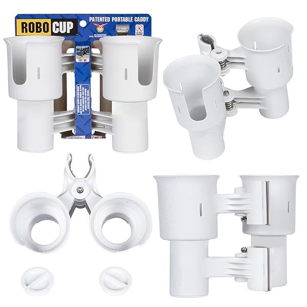 ROBOCUP White: Best Versatile Cup Holder for Drinks, Fishing Rods, Golf Carts & More!