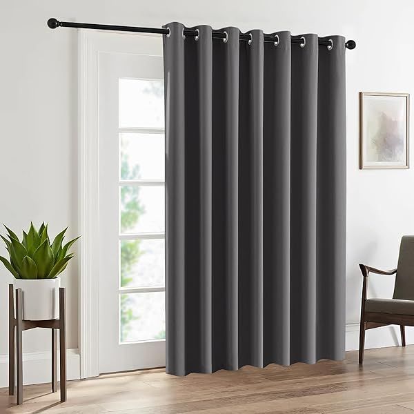 RYB HOME Blackout Curtains 100x84 - Thermal Efficiency & Total Privacy for Bedroom, Living Room, & Sliding Glass Doors - Grey Drapes
